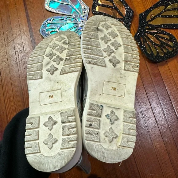 Current mood butterfly boots rave festival fairy wing holographic holiday silver - Picture 6 of 11